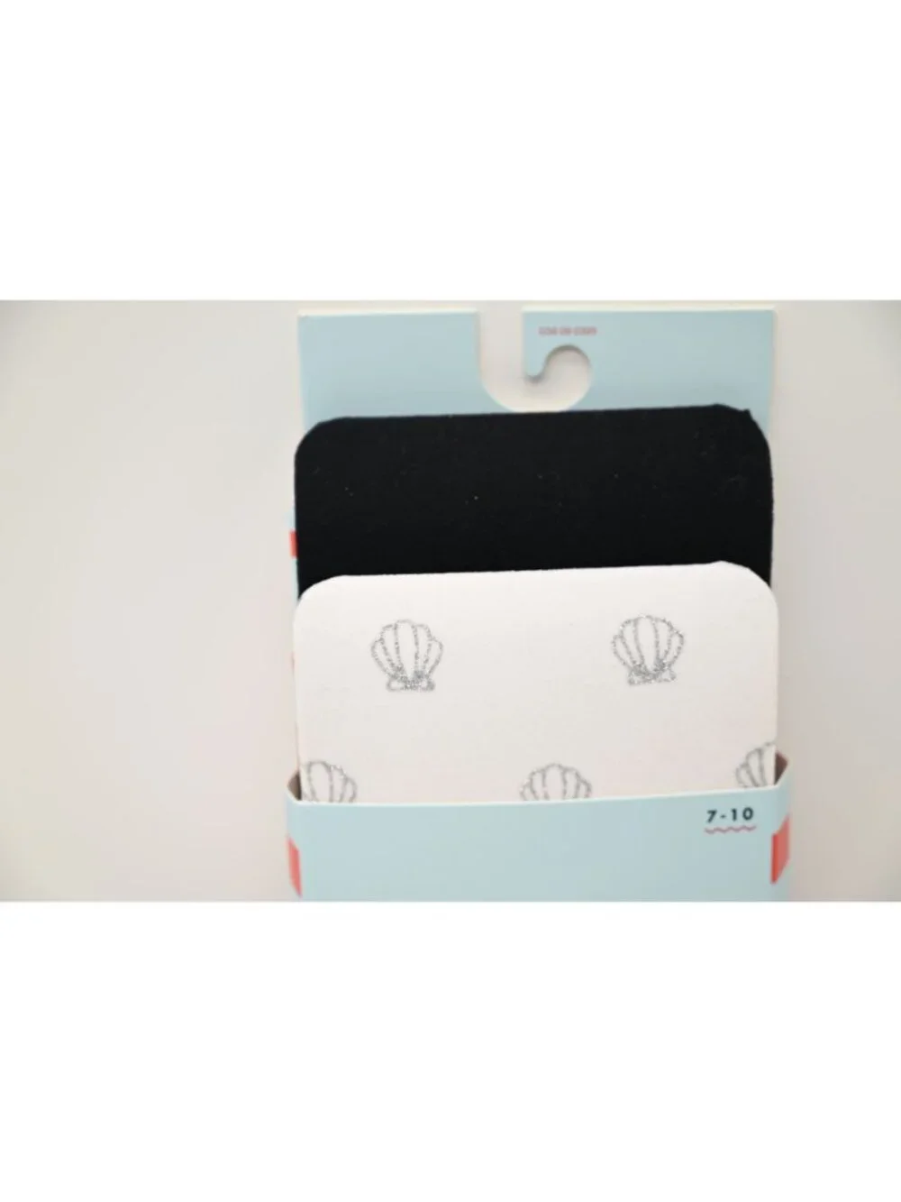 NIP Cat & Jack 2 Pack Sparkle Shells Tights Sz 7-10 White Black Silver Fashion